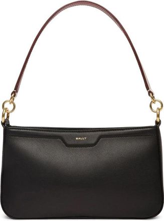 Bally Minimalist Black Cow Leather Tote Bag With Gold Accents
