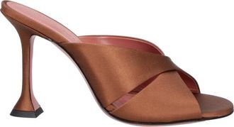 Amina Muaddi Brown Salma Crisscross Satin Mules