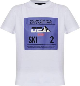 Dsquared2 Katoenen T-shirt met Print - Dames - T-shirts - Wit - M - Katoen - Tops