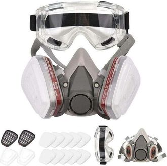 OEM Respirador Reutilizable De Media M&aacute;scara Con Gafas Para Pintura, Vapores Org&aacute;nicos, Soldadura, Pulido Y Carpinter&iacute;a