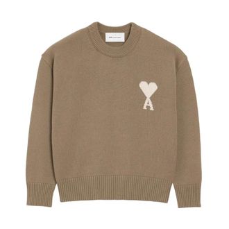 Ami Round-neck Knitwear, male, Beige, Size: XS ADC Sweater