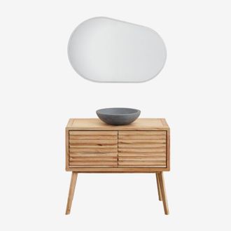 Sklum Conjunto De Mueble De Ba&ntilde;o En Madera Deleyna Sklum