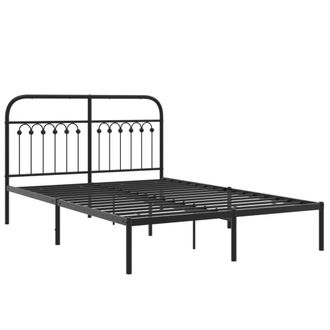 Berkfield Home Metal Bed Frame without Mattress with Headboard Black 140x190cm | Size: 140x190 cm