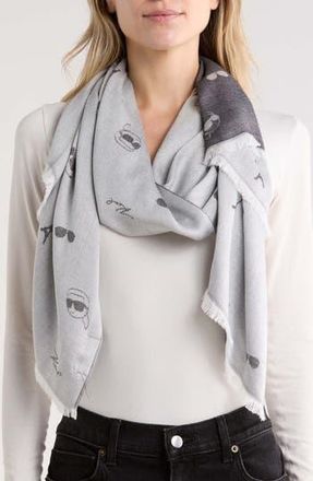 Karl Lagerfeld Icon Logo Pashmina in Black/gray at Nordstrom Rack