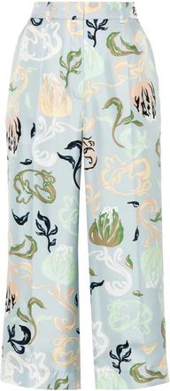 Lanvin Graphic-print Cropped Broek - Dames - Wijde Broeken - Veelkleurig - XS - Broeken