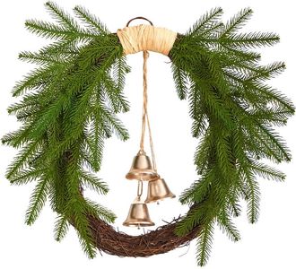 Nearly Natural Holiday Christmas Pine And Hanging Bells Wreath