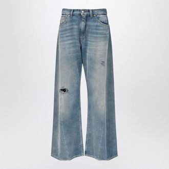 Maison Margiela Wide Leg Jeans With Worn Effect