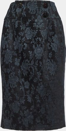 Emporio Armani Black Floral Jacquard Midi Skirt