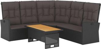 vidaXL Set De Muebles De Jard&iacute;n 2 Pzas Y Cojines Rat&aacute;n Sint&eacute;tico Negro Vidaxl