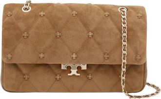 Tory Burch Bunny Knot Suede Schoudertas - Dames - Schoudertassen - Bruin - ONE Size - Su&egrave;de - Tassen