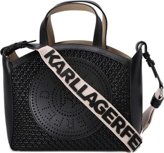 Karl Lagerfeld Borsa tote piccola con logo traforato - Nero