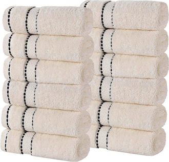 Superior Set Of 12 Niles Giza Cotton Dobby Ultra-Plush Thick Soft Absorbent Washcloths