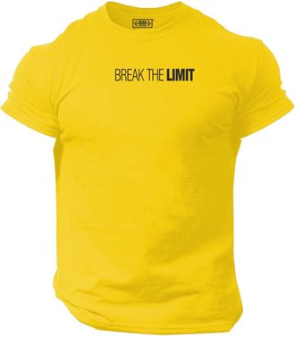 Generic Break The Limit T Shirt Gym Clothing Bodybuilding Training Workout Exercise Boxing MMA Top (UK, Alpha, M, Regular, Regular, Yellow (Black Print))