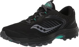 Saucony Womens Excursion TR15 Trail Running Shoe, Black/Jade, 6.5 Wide