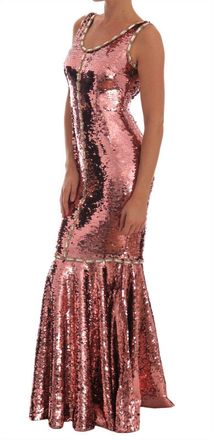 Dolce & Gabbana Womens Sequined Mermaid Gown Pink Polyester