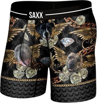 Saxx Volt Breathable Sim Fit Mesh Boxer Briefs in Dogs Of Maxx-Black at Nordstrom, Size Xx-Large