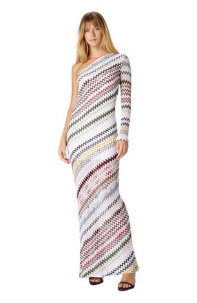 Missoni One-shoulder Viscose And Cotton Gown in Green& Brown at Nordstrom, Size 44 It
