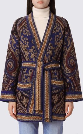 Etro Jacquard Wool-Blend Robe Cardigan with a Tie Belt and Dropped Shoulders