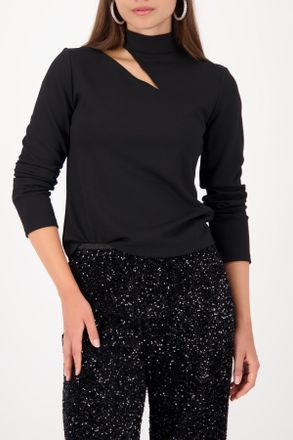 Monari Sweatshirt MONARI Sweatshirt Cutout, Damen, Gr. 38, schwarz, Web, Obermaterial: 55% Polyester, 38% Viskose, 7% Elasthan, unifarben, regular fit taille