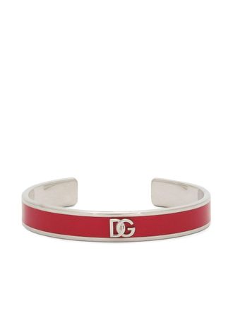 Dolce & Gabbana Bracciale rigido con placca logo - Argento