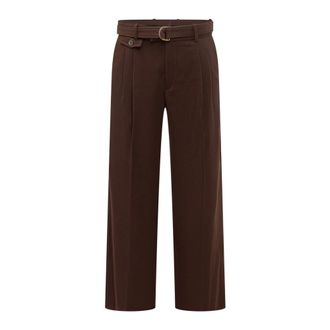 Dr&ocirc;le de Monsieur Wide Trousers, male, Brown, Size: S Pantalon Large Viscose