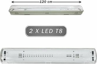 Trade Shop Trade Shop Traesio - Trade Shop - Plafoniera Stagna 2 Neon Led Tubo T8 G13 120 Cm Da Parete Soffitto Ip65 T8-120s