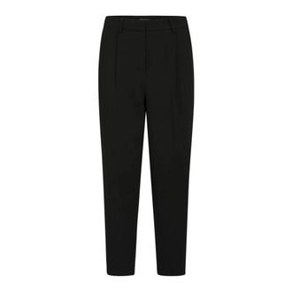 Bruuns Bazaar Zwarte High-Waisted Cropped Baggy Broek - Dames - Slim Fit Broeken - Zwart - L - Polyester - Broeken
