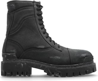 Balenciaga Combat Strike L20 Enkellaarsjes - Heren - Veterlaarzen - Zwart - 42 EU - Katoen - Schoenen