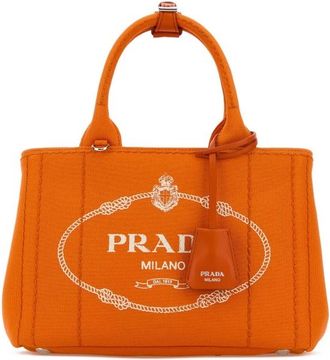 Prada Orange Canvas Small Prada Jardiniere Re Handbag