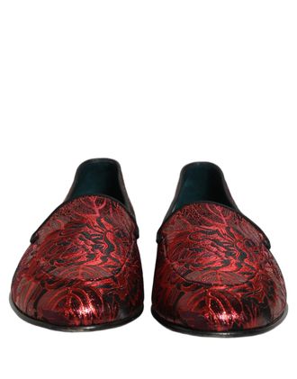 Dolce & Gabbana Floral Jacquard Leather Loafer - Red