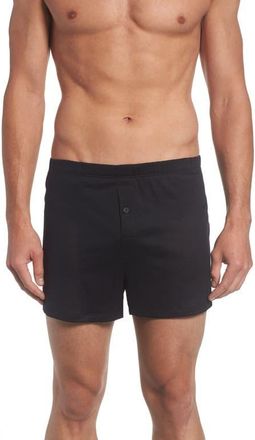 Hanro Cotton Sporty Button Fly Cotton Boxer in Black at Nordstrom, Size Xx-Large