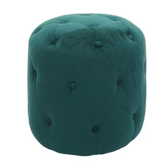 Hhg Hhg - Nunca Usado] Taburete 515, Taburete Otomano, 42x39cm Certificado Mvg, Terciopelo Verde Oscuro