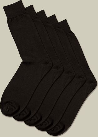 CHARLES TYRWHITT 5 Pair Cotton Rich Multipack Socks - Black Size 10.5-13 by Charles Tyrwhitt