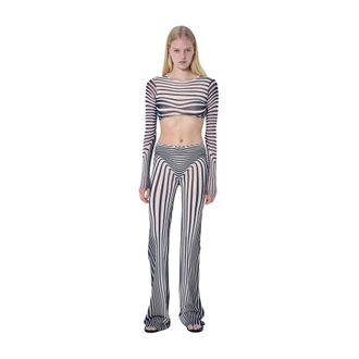 Jean Paul Gaultier Wide Trousers, female, Multicolor, Size: XS Re-Edition Flare Trousers Morphing Stripes