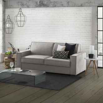 Talamo Italia Talamo Italia - Sof&aacute; Fijo Adriana, Sof&aacute; De 2 Plazas, 100% Made In Italy, Sof&aacute; De Sal&oacute;n En Tela, Con Reposabrazos Est&aacute;ndar, Cm 180x95h90, Gris, Con Emb
