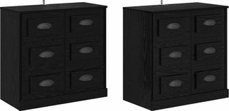 vidaXL Sideboards 2 pcs Black Oak 70 x 35.5 x 67.5 cm Engineered Wood vidaXL