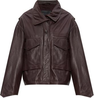AllSaints Leren jas Clay - Dames - Leren en Su&egrave;de Jassen - Rood - L - Leer - Jassen