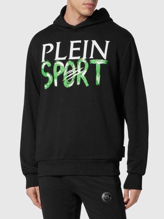 Plein Sport Felpa con cappuccio in cotone con logo a contrasto e tasche America