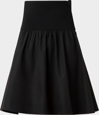 Akris Wide Waistband Cotton Poplin Skirt