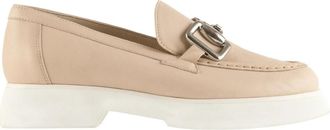 H&ouml;gl Stijlvolle Beige Leren Loafers - Dames - Loafers - Beige - 41 EU - Schoenen