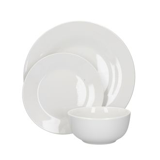 Mikasa Juego De Vajilla Alexis, Platos Y Tazones De Estilo Minimalista De Porcelana Blanca, 12 Piezas (mkalexis12pc)