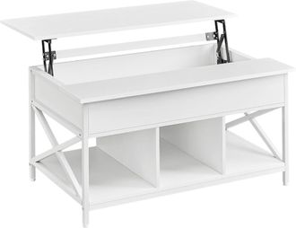 Vasagle Mesa de centro con tablero elevable de color blanco nieve y blanco