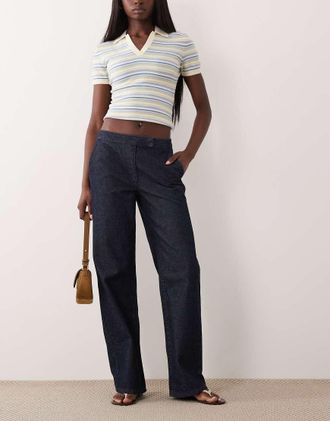 Asos Jeans dritti sartoriali indaco a righe-Blu