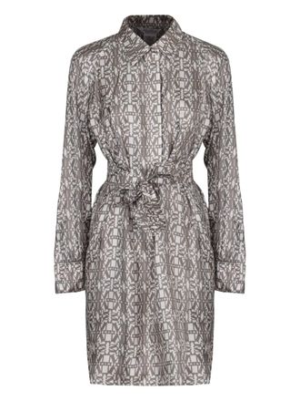 Max Mara Grembo monogram printed mini shirt dress - women - Silk - 36 - Neutrals
