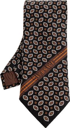 Versace Geprinte Jacquard Zijden Stropdas - Heren - Stropdassen - Zwart - ONE Size - Accessoires