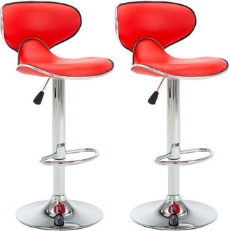 vidaXL 323645 Bar Stools 2 pcs Red Faux Leather Vidaxl