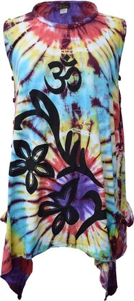 Gheri Womens Rainbow Tie dye Sleeveless Side Cut Out Top Boho Dress Size 12