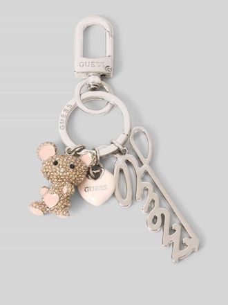 Guess Schlüsselanhänger mit Ziersteinbesatz in Silber, Größe 1