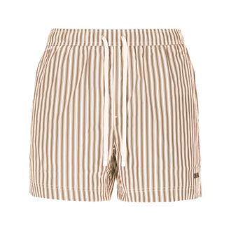Ermenegildo Zegna Badmode, Heren, Beige, S, Polyester, Gestreepte zwemshorts tot halverwege het been