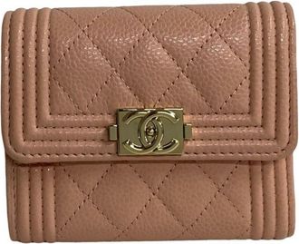 Chanel Pink Grained Calfskin Wallet (Tri-Fold) (Pre-Owned)